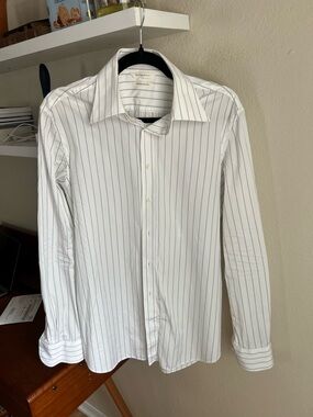 Suitsupply White/Black Stripes Dress Shirt / 15 3/4 neck